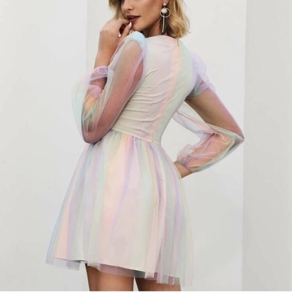 Dresses Pastel Rainbow Sheer Summer Mini Dress Size Sm Poshmark